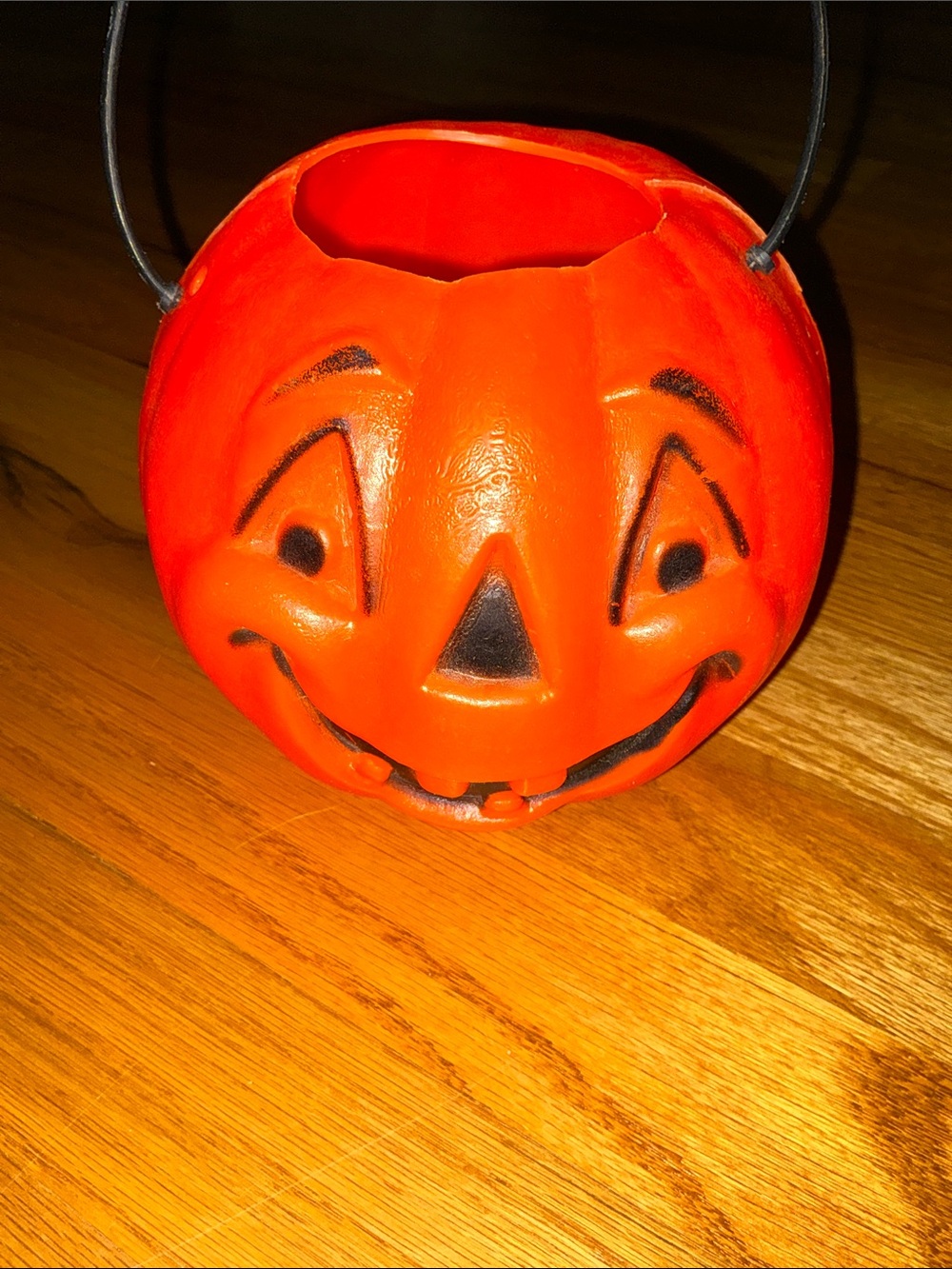 Vintage 1960s Blow Mold Pumpkin Halloween Candy Bucket Pail